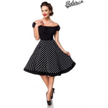 Belsira Schulterfreies Swing-Kleid in Schwarz/Weiß 3XL