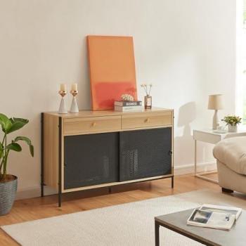Estantería de Televisión Tysnes con Dos Puertas – Color Roble/Negro