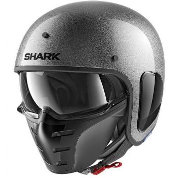 Grau Glitter Shark S‑Drak SSX Jethelm, Größe XXL