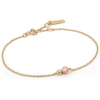 Ania Haie Gold Plated Rose Quartz Chain Bracelet