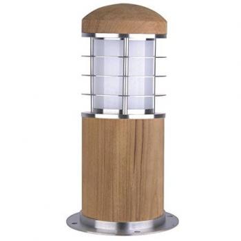 ELSTEAD Poole - Paletto luminoso da esterno 1 luce Acciaio inox, Teak IP55, E27