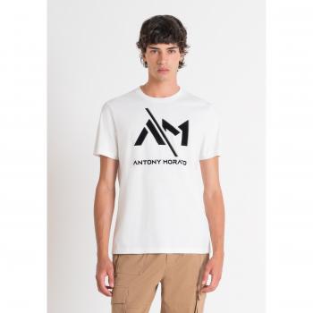 Blanca Camiseta Regular Fit Antony Morato con Logo Estampado