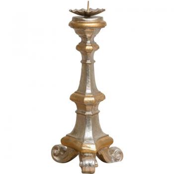 Candelabro portacandele a braccio unico in legno 19x40x19 cm