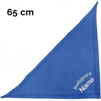 Schecker Hundekopftuch Royalblau 65 cm – Besticktes Dreieckstuch mit Bodyguard-Design + Name des Hundes