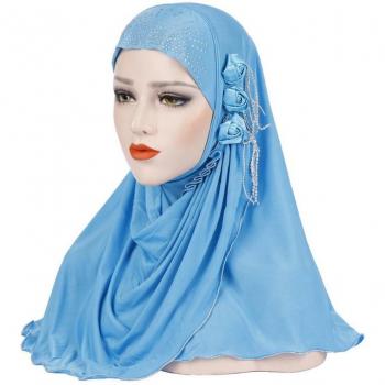 Pañuelo para la cabeza, bufanda hijab de algodón con forma de diamante
