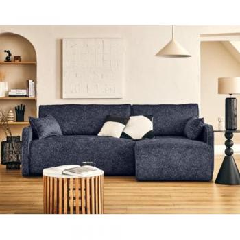 Canapé d’angle Apolline Bleu Reversible avec Coffres