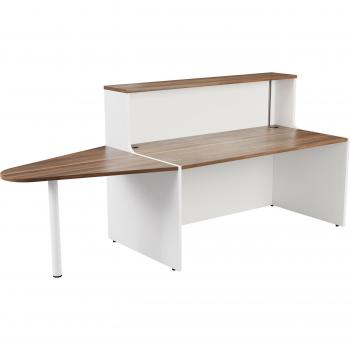 Reception Unit 1600 with Extension - White Sides and Dark Walnut Top
