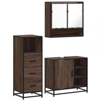 Set de muebles de baño 3 pzas en madera contrachapada roble