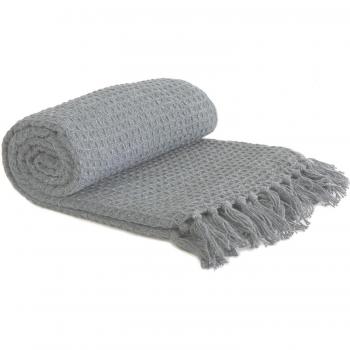 Silver Honeycomb Recycled Cotton Throw