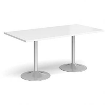Dams Genoa Rectangular Dining Table, Silver Trumpet Base, 1600mm x 800mm