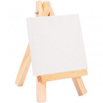 Children's Mini Wooden Easel with Blank Canvas