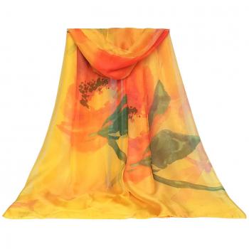 Paréo Femme DAMILY en Tissu à Motif de Fleurs pour la Plage (Jaune)