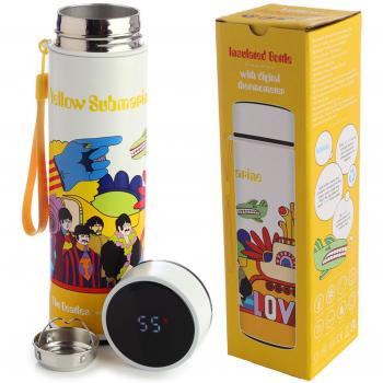 Stainless Steel Insulated Drinks Bottle with Digital Thermometer - Yellow Submarine