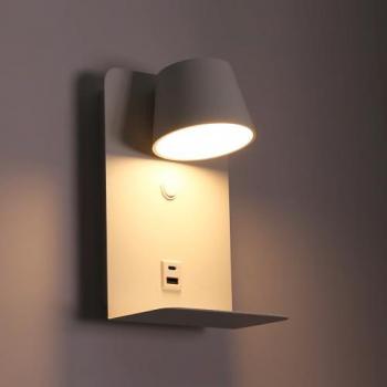 Liseuse murale BASKOP - Lumière avec port USB et USB-C - 6W - Blanc
