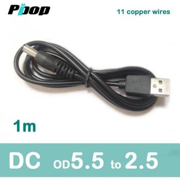 Câble USB 5.5 cm avec prise Jack 5 V CC – 2,5 × 1 mm, 2 m, chargeur polyvalent MP3/MP4, lampe de table et tablette