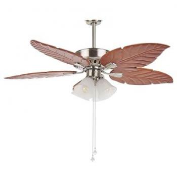Beliani - Ventilatore Retro con 4 Luci ed Eliche a Foglia in Legno Chiaro Gila