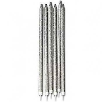 12 Candeline Matite Glitter 15 cm Argento BIG PARTY