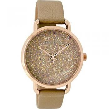 Oozoo Damenzeitmesser „Sand“ mit Lederarmband – 38 mm
