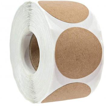 500pcs Round Natural Kraft Self-Adhesive Stickers