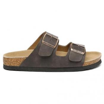 EVER AU Women's Mallard Leather Twin Buckle Sandals - Brown Oiled - UK Size 4