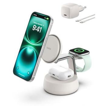 Belkin UltraCharge Pro 3‑in‑1 – Caricabatteria Wireless 25 W (Beige)