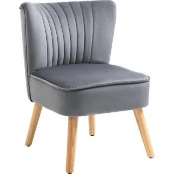 HOMCOM Modern Accent Chair with Curved Back and Grey Fabric