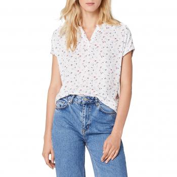 TOM TAILOR Damen Bluse Leichtes Druckmuster Bluse, Elfenbein (Weißer Hauch 8210), Größe 44