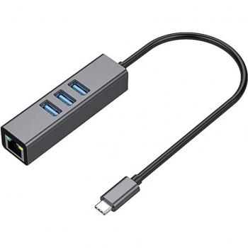 Adaptateur USB‑C Ethernet 3USB Hub 4‑en‑1