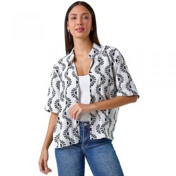 Geometric Print Button Shirt