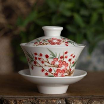 Soupière traditionnelle chinoise en céramique rose décorée