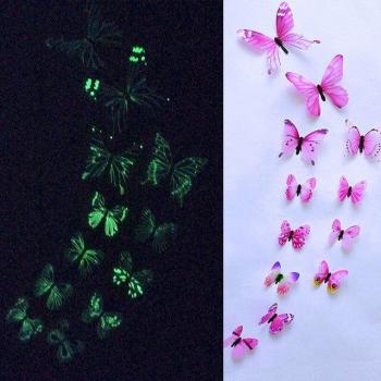 3D Glow in the Dark Butterfly Wall Stickers (12 pcs) - Home Decor for Kids and Weddings
