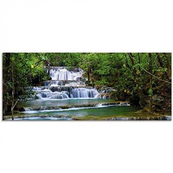 Artland Glasbild »Grüner Wasserfall im Wald«, B:125cm H:50cm, in verschiedenen Größen
