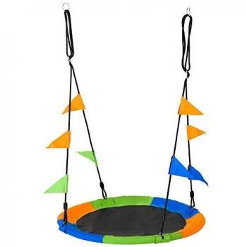 Outsunny Altalena Rotonda a Nido per Bambini di +3 Anni Multicolor Φ100x120-180Acm