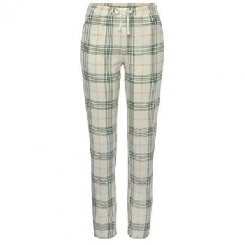 Pyjamahose VIVANCE DREAMS Gr. 32/34, N-Gr, grün (creme, grün, kariert) Damen Hosen mit Samtband am elastischen Tunnelzugbund