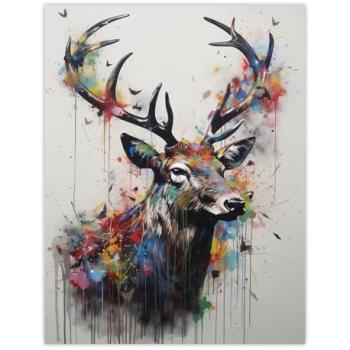 Glorious Glen Stag with Butterflies – 18×24” Fine Art Poster