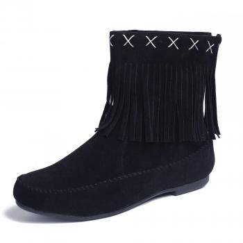 Stivaletti AgeeMi Donna Tirare Frange Comfort Boot Nero