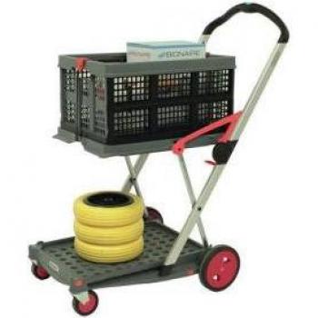 Clax 413625 Red-Grey Folding Office Cart with Storage Box