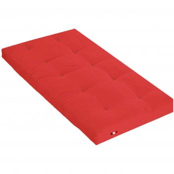 Futon Coton et Fibres Recyclées Rouge 90x190 cm