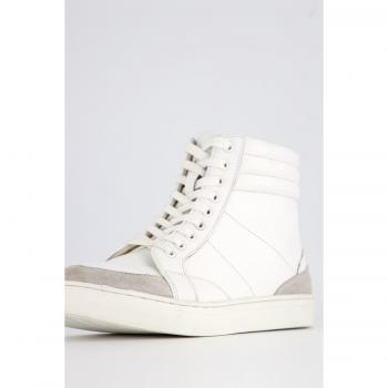 Sneakers dal taglio alto in cuoio, Donna, Bianco, Taglia: 43