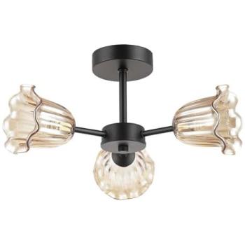 Designer Matte Black Recessed Light – Amber Floral Lens