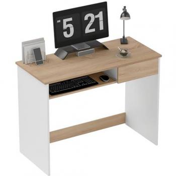 Sicily Oak Compact Desk with Keyboard Tray and Drawer