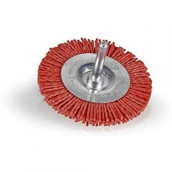 Cepillo de disco con cerdas de nylon, tamaño 75 mm, color rojo, marca KREATOR, modelo KRT150111