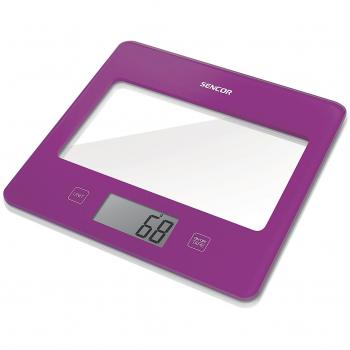 Sencor - Bilancia Digitale da Cucina con Superficie in Vetro Portata 5 Kg Colore Viola