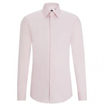 Men's Boss H-hank-kent-c6-242 Long Sleeved Shirt Light Pastel Pink - Size: 42