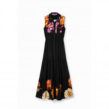 Cămașă maxi florală neagră pentru femei Maxiza-Lacroix