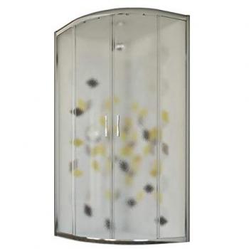 Mampara de ducha semicircular IDRALITE deslizante vidrio impreso h 198 mod. Evolution 70x90 cm