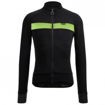 Santini Adapt Wool Long Sleeve Black & Green Neon Slim Fit XL