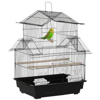 Black 50L Metal Aviary Cage – Perch & Food Container Included