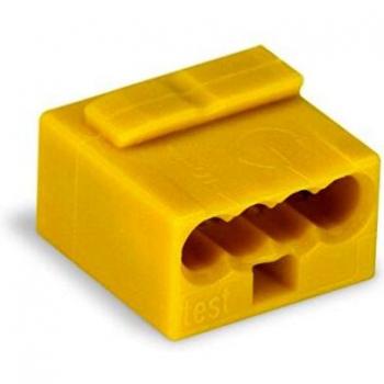Conector Micro WAGO 243-504, 4 vías, amarillo, para cables de 0.6 a 0.8 mm²