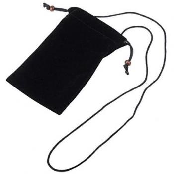 Funda de Tela Paño Suave con Colgante de Cuello y Cierre por Lazo para Google Pixel 4A (2020) - Negra